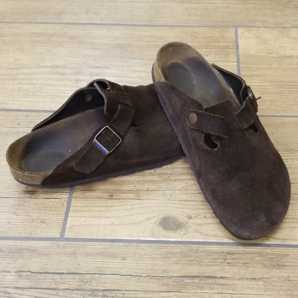 Birkenstock Shoes - Birkenstock Mocha Suede Boston Clog Mules Sandals